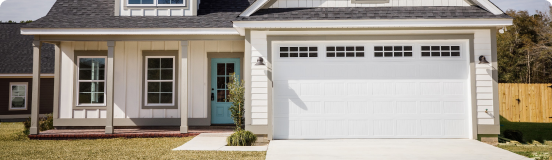 House with white garage door