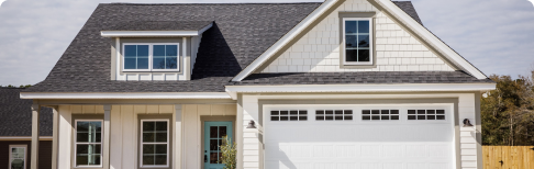 House with white garage door